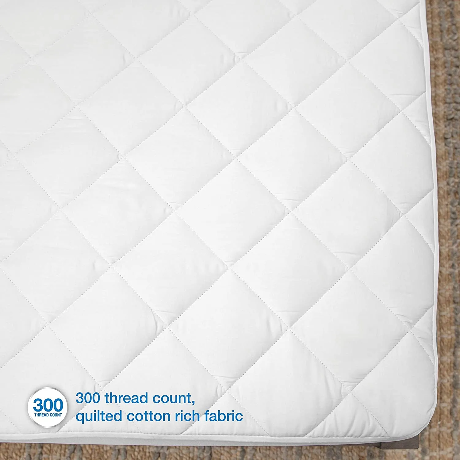 Coolmax 300 Thread Count Cotton Rich Mattress Pad available in 4 sizes