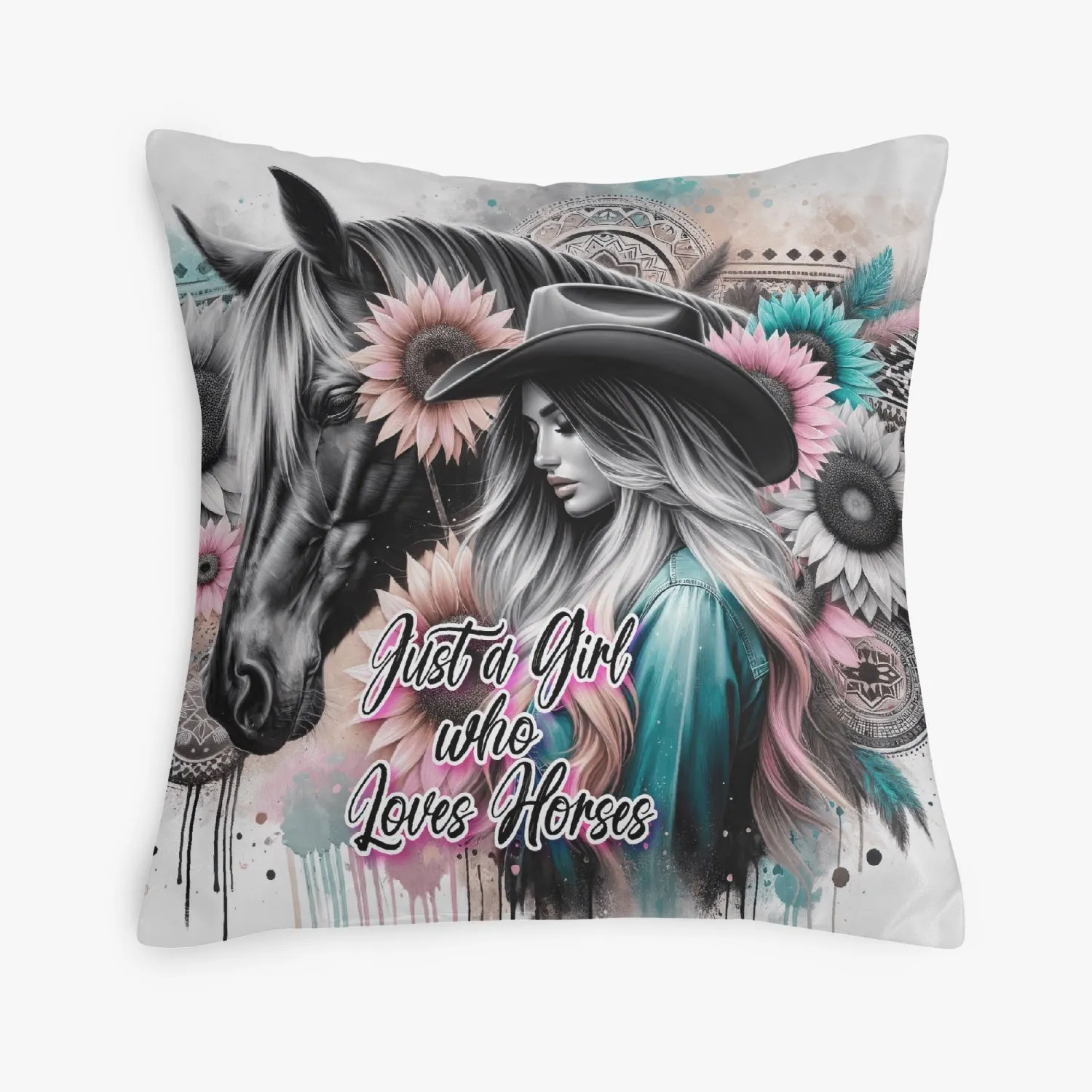 Cowgirl Horse Lover 18"  Pillow Cover