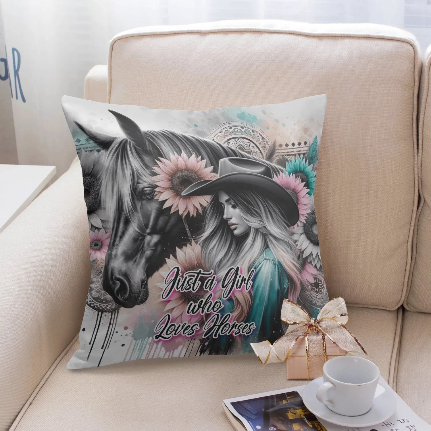 Cowgirl Horse Lover 18"  Pillow Cover