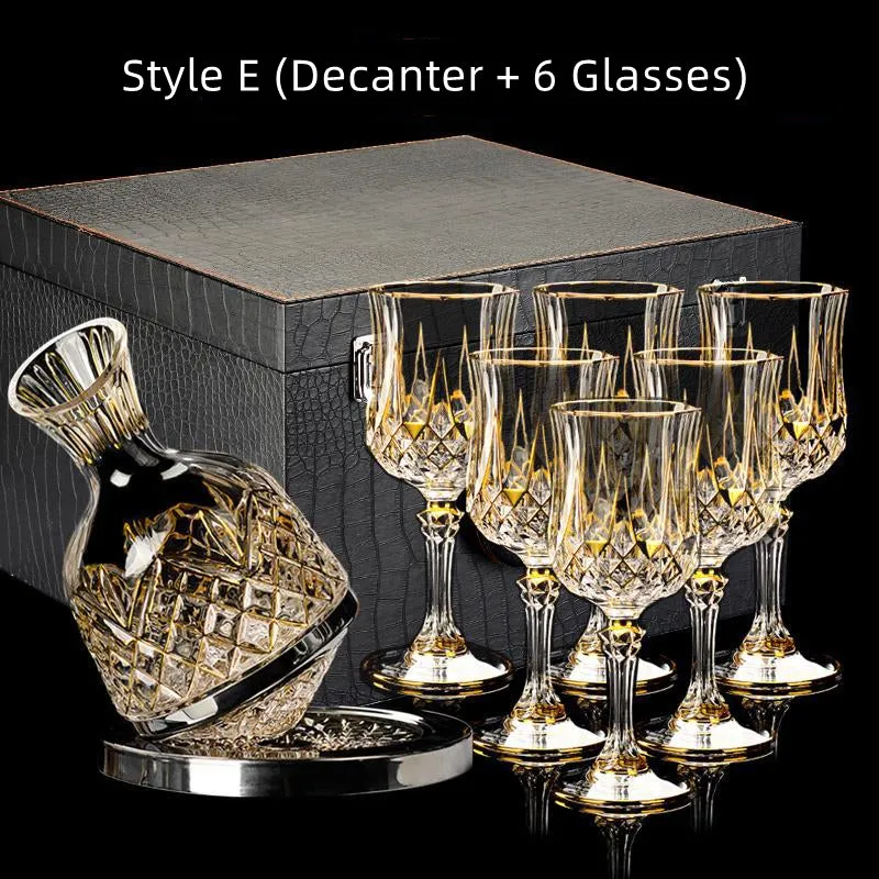 Cristal D'Arques Golden Vine Crystal Wine Glasses With Decanter Sets