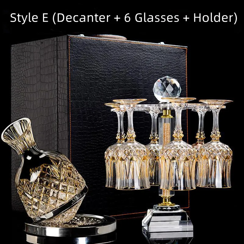 Cristal D'Arques Golden Vine Crystal Wine Glasses With Decanter Sets