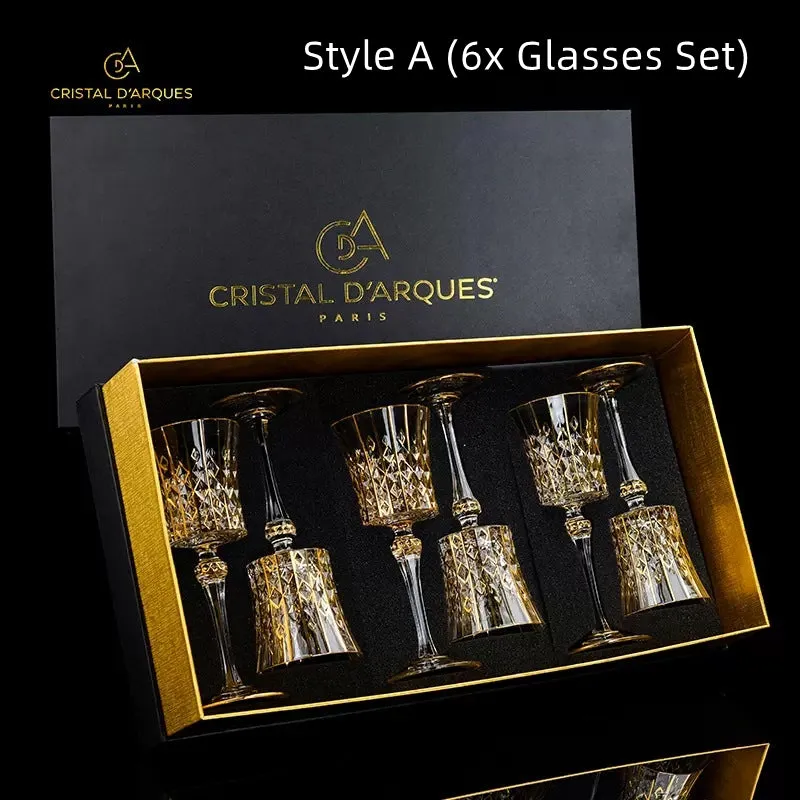 Cristal D'Arques Golden Vine Crystal Wine Glasses With Decanter Sets