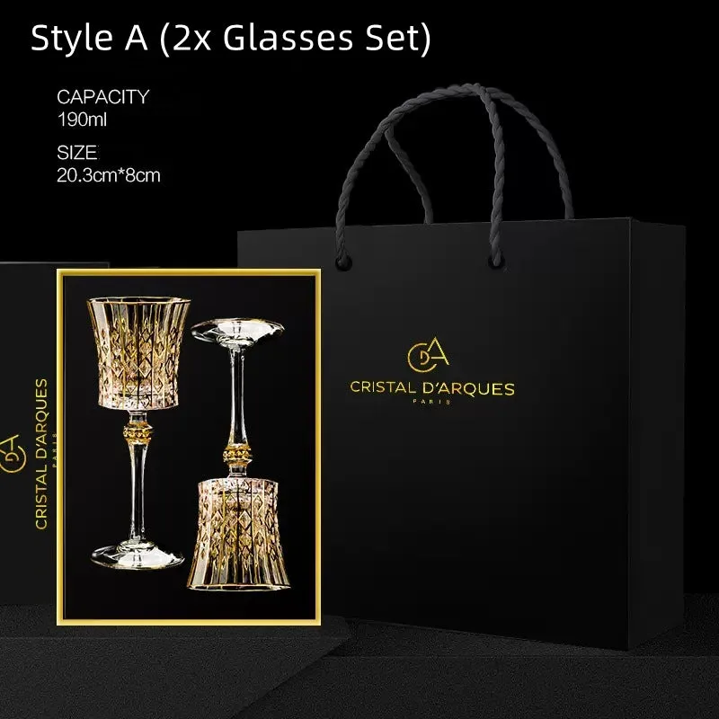 Cristal D'Arques Golden Vine Crystal Wine Glasses With Decanter Sets