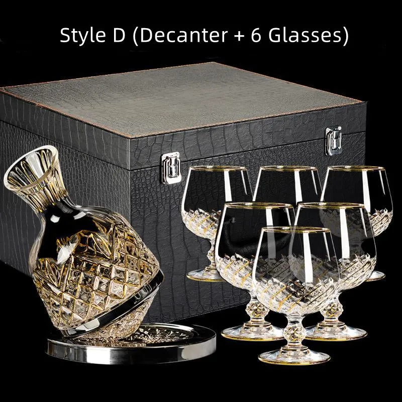 Cristal D'Arques Golden Vine Crystal Wine Glasses With Decanter Sets