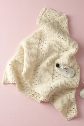 Diagonal Eyelet Baby Blanket Pattern (Knit)