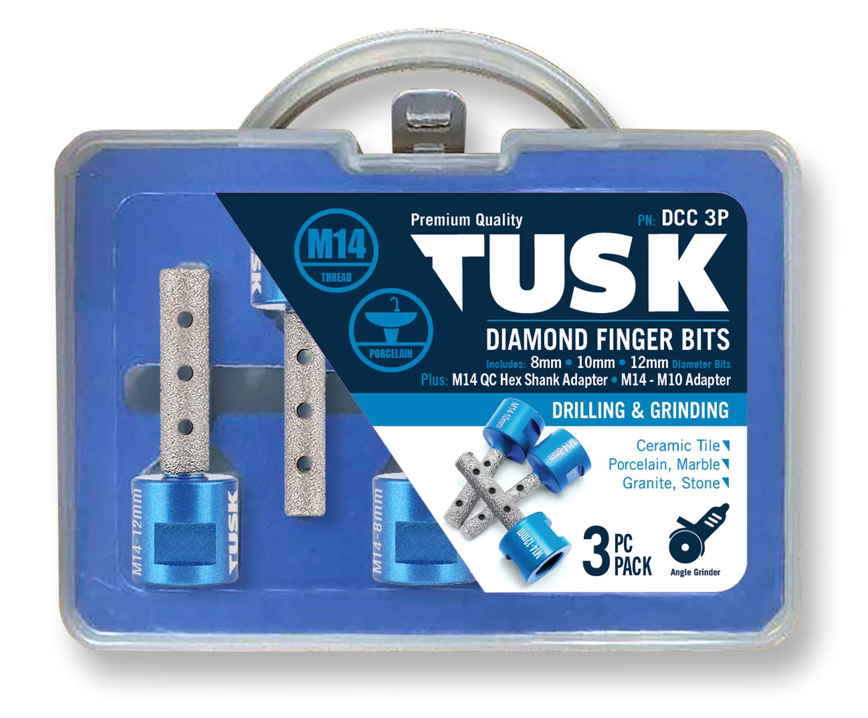 Diamond Finger Bits Set 8/10/12 Plus 2 Adapter