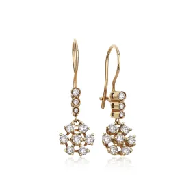 Diamond Flower Drop Earrings