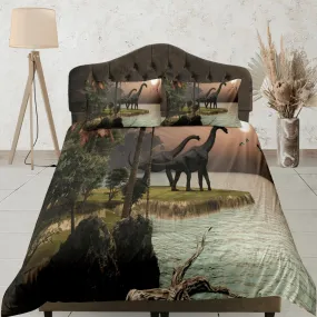 Diplodocus dinosaur in island bedding, adult duvet cover, dorm bedding, teen boys bedding set full, animal duvet cover set, dinosaur gift