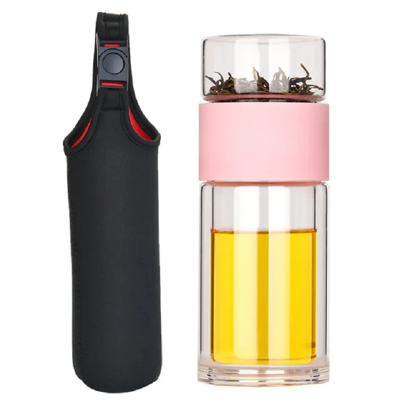 Double Glass Tea Drink Bottle Infuser Tumbler Waterbottle Eco-Friendly BLXCK NORWAY™