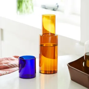 Duo Tone Glass Carafe - Amber/Cobalt