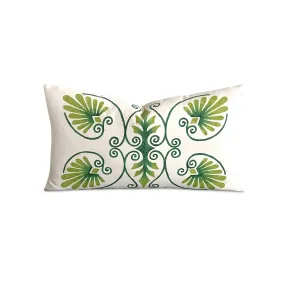 Eclectic Hand-Painted Green Lumbar Pillow Cover 13x22