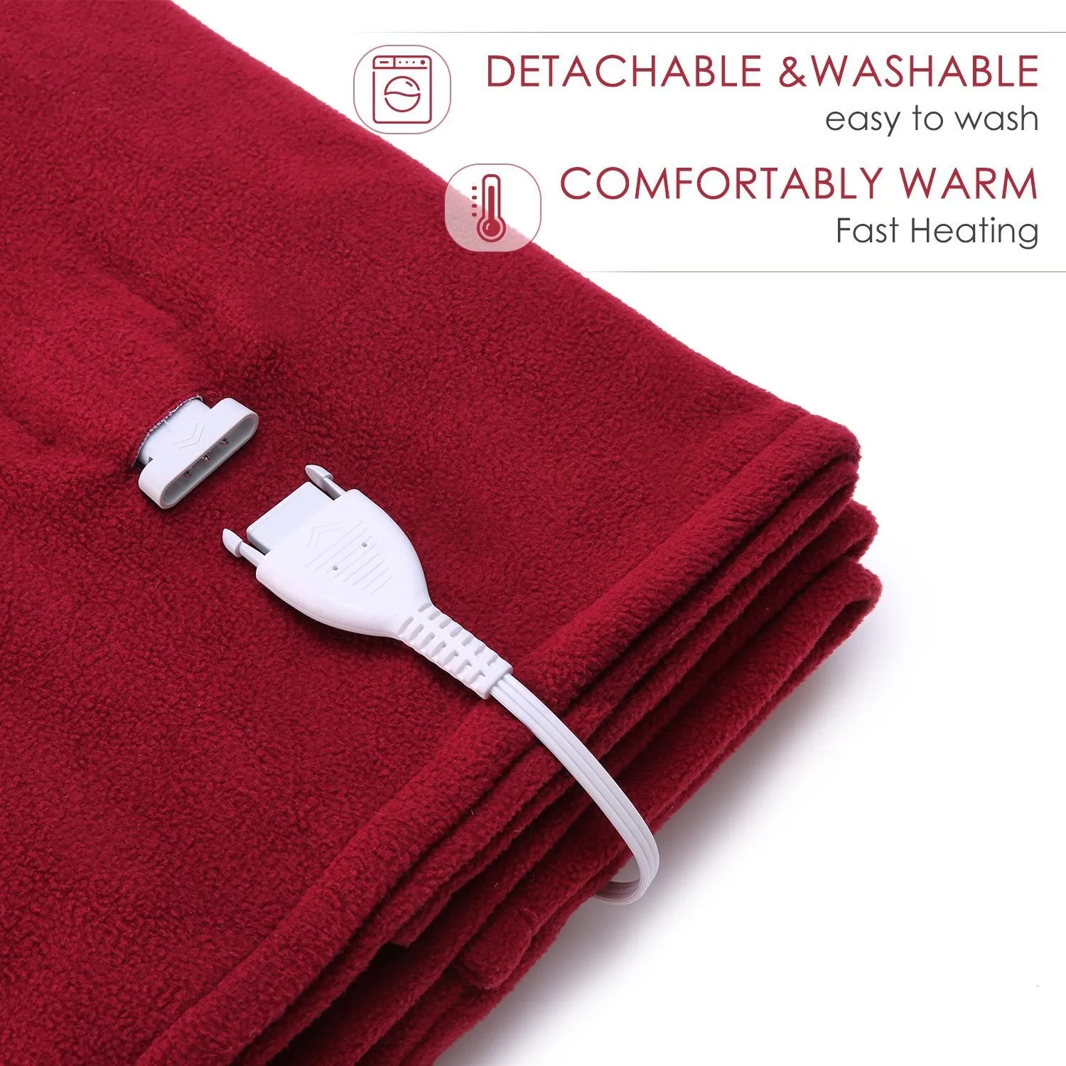 Electric Heated Blanket Polar Fleece Full Size 77"x 84"Extra-Warm Lightweight Cozy Luxury Bed Blanket Machine Washable with 4 Heating Levels Auto-Off Machine Washable - Red Wine