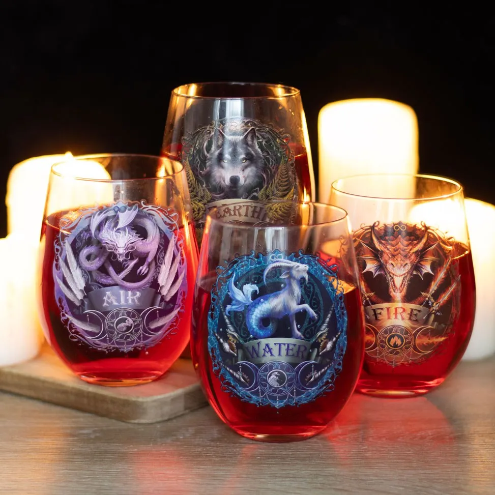 Elemental Set by Anne Stokes, Stemless Wine Glass Set