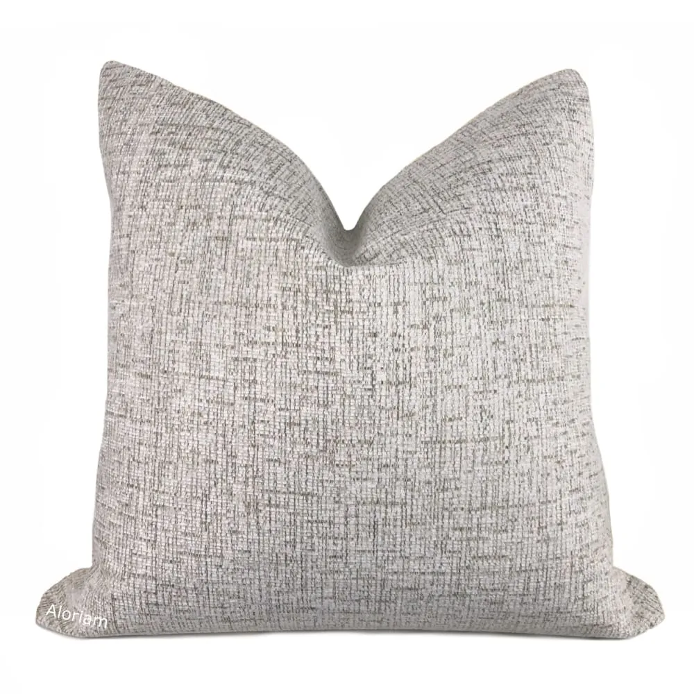 Elliot White Oatmeal Textured Chenille Pillow Cover (Fabric by the Yard available)