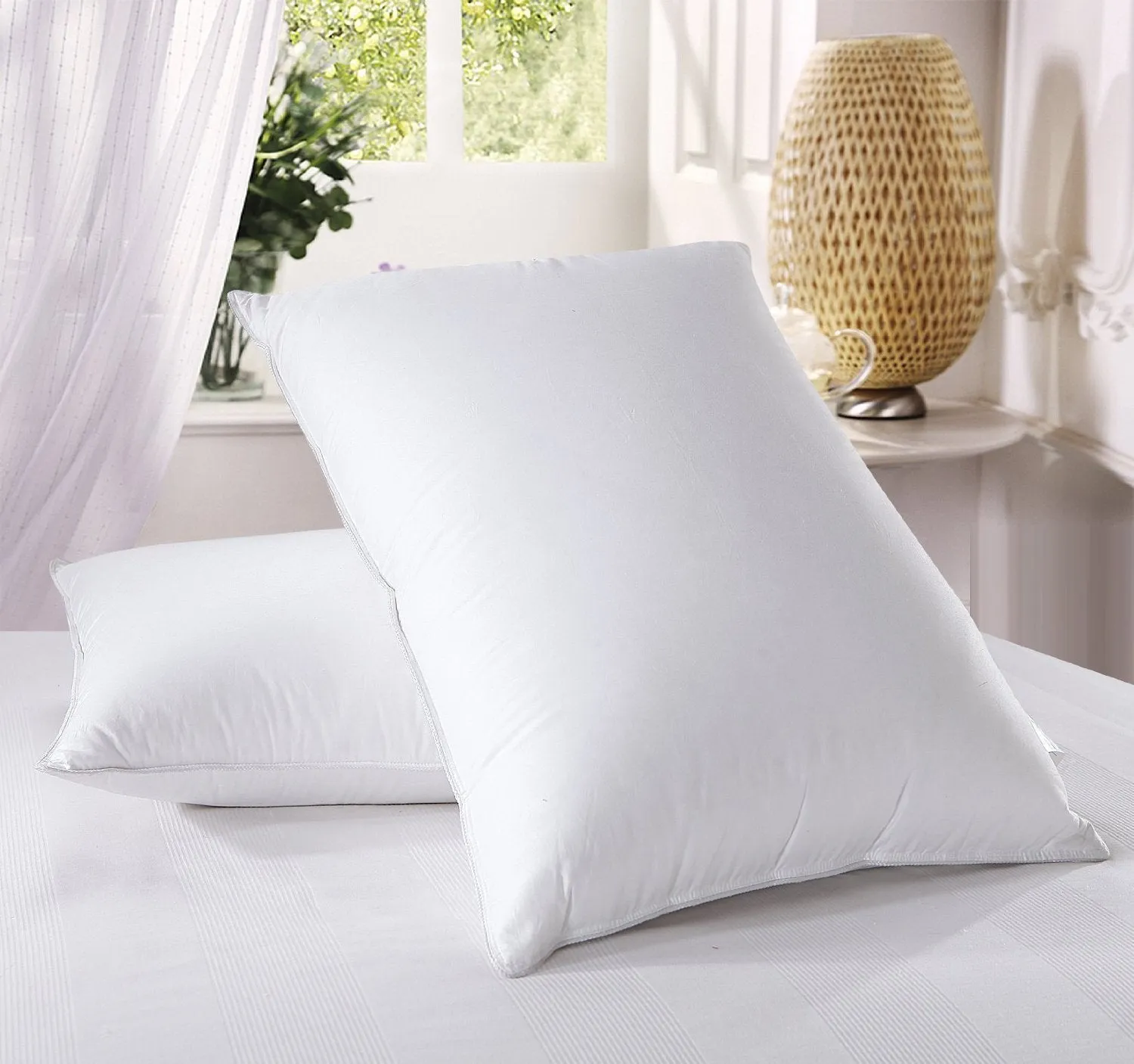 Embroco soft Pillow for Bed, Luxurious Microfiber Fibre Pillows, Set of 2