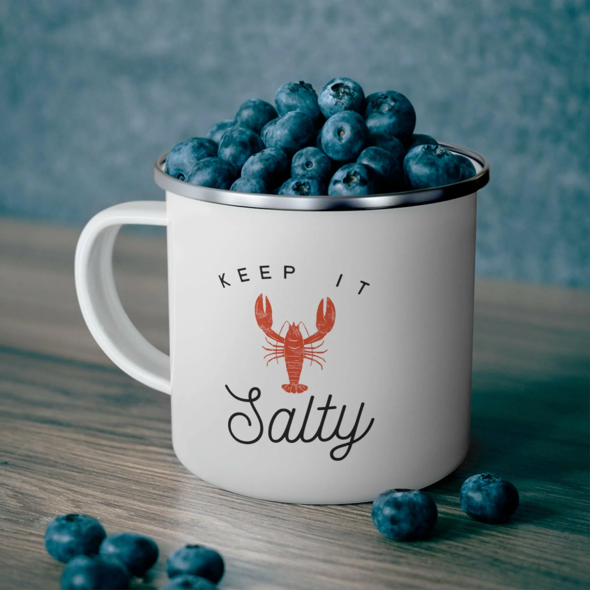 Enamel Stainless Steel Beach Mug, Keep It Salty