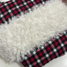 Faux Fur Blanket - Red/Black/White Plaid