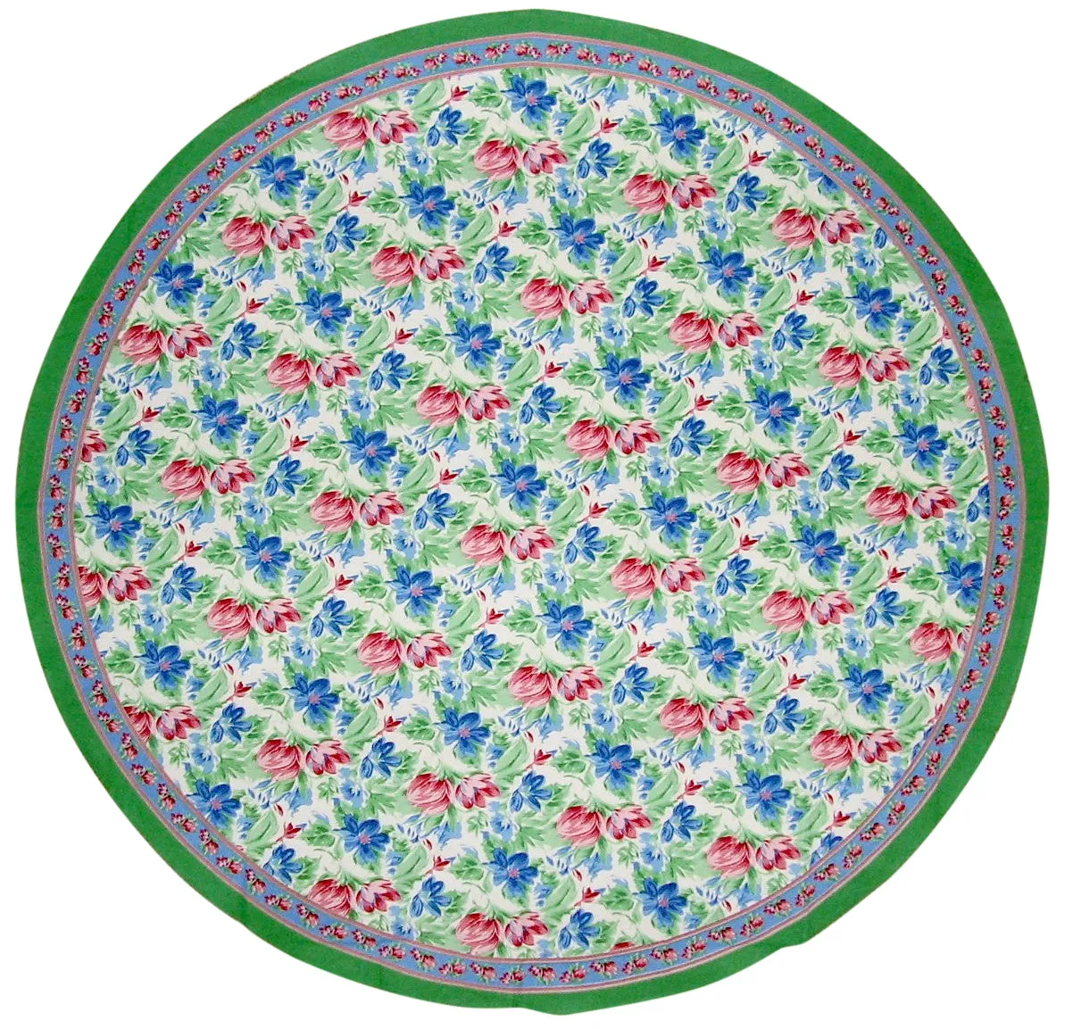 Floral Brush Round Cotton Tablecloth 72" Multi Color