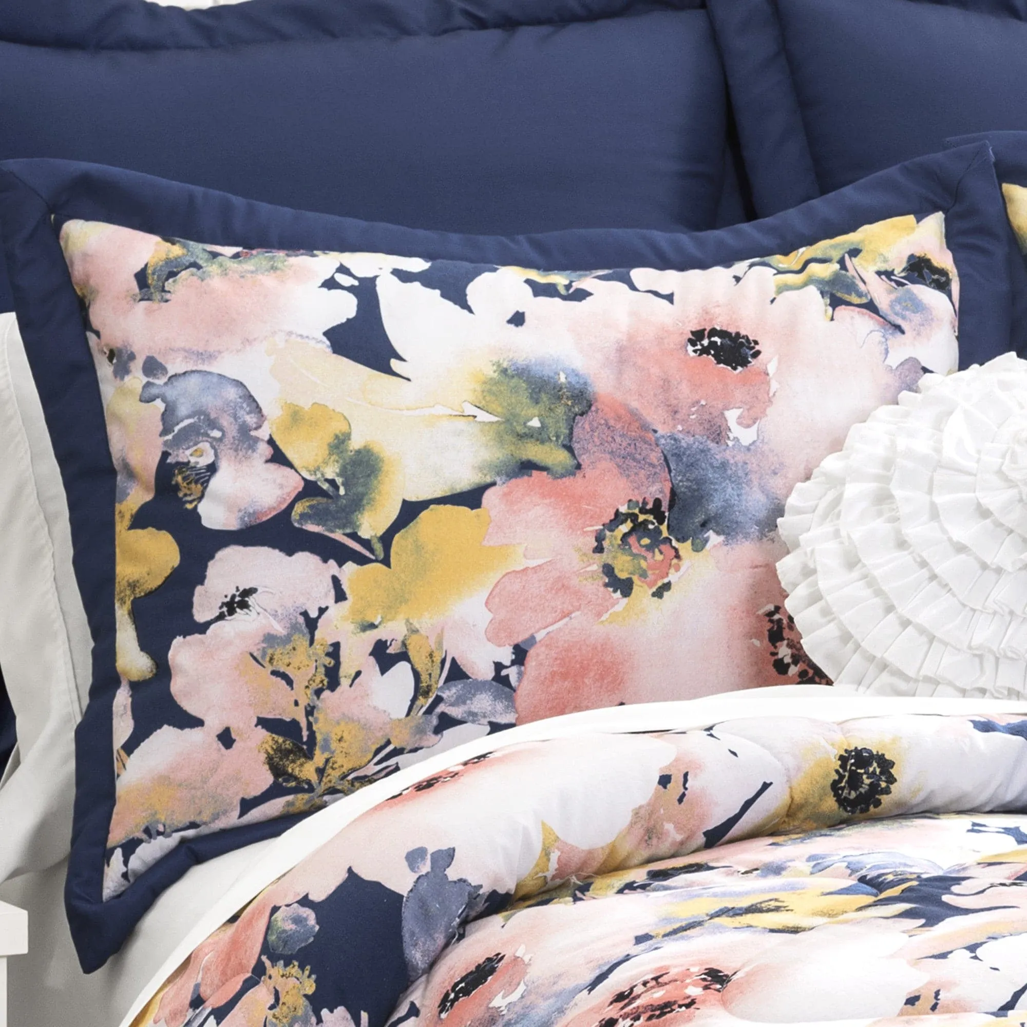 Floral Watercolor Comforter 7 Piece Set