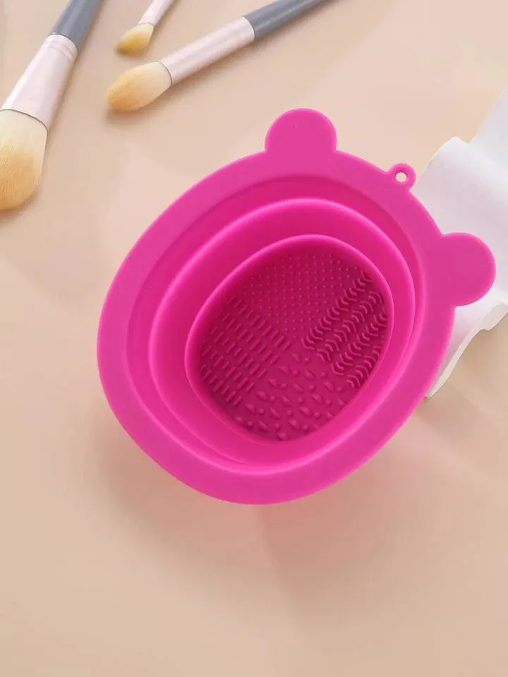 Fuchsia Bear Folding Silicone Makeup Brush Bowl