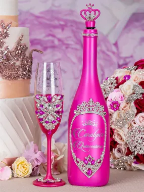 Fuchsia Quinceanera Bottle with 1 Glass