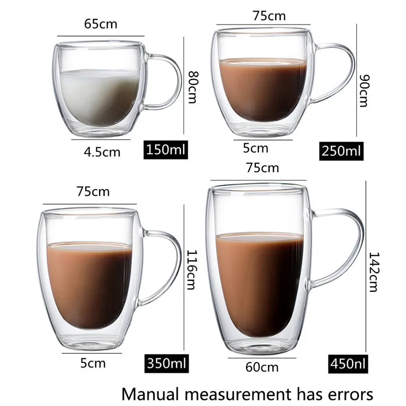 Funki Buys | Cups | Glass Double Wall Borosilicate Mug 2/3/4