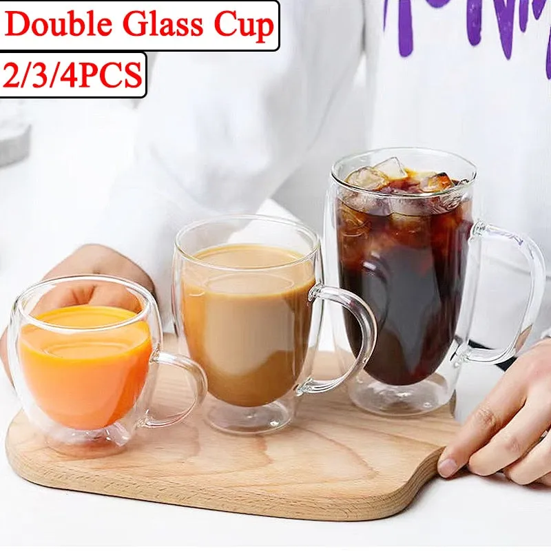 Funki Buys | Cups | Glass Double Wall Borosilicate Mug 2/3/4