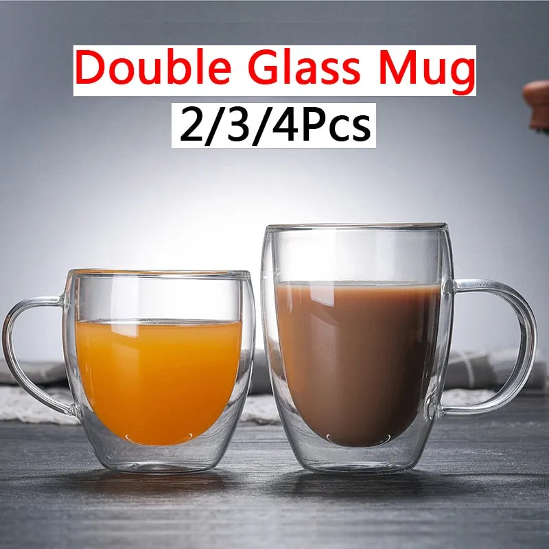 Funki Buys | Cups | Glass Double Wall Borosilicate Mug 2/3/4