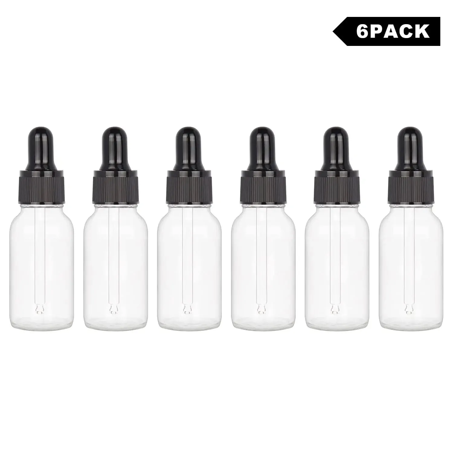 Glass Dropper Bottle with Inner Plug and Label (15 ml, Transparent)