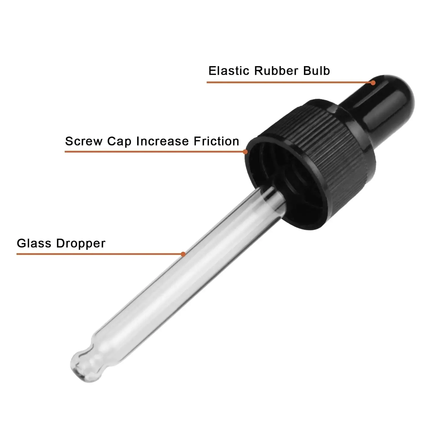 Glass Dropper Bottle with Inner Plug and Label (15 ml, Transparent)