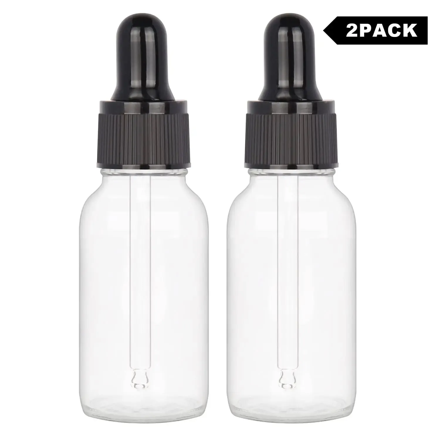 Glass Dropper Bottle with Inner Plug and Label (15 ml, Transparent)