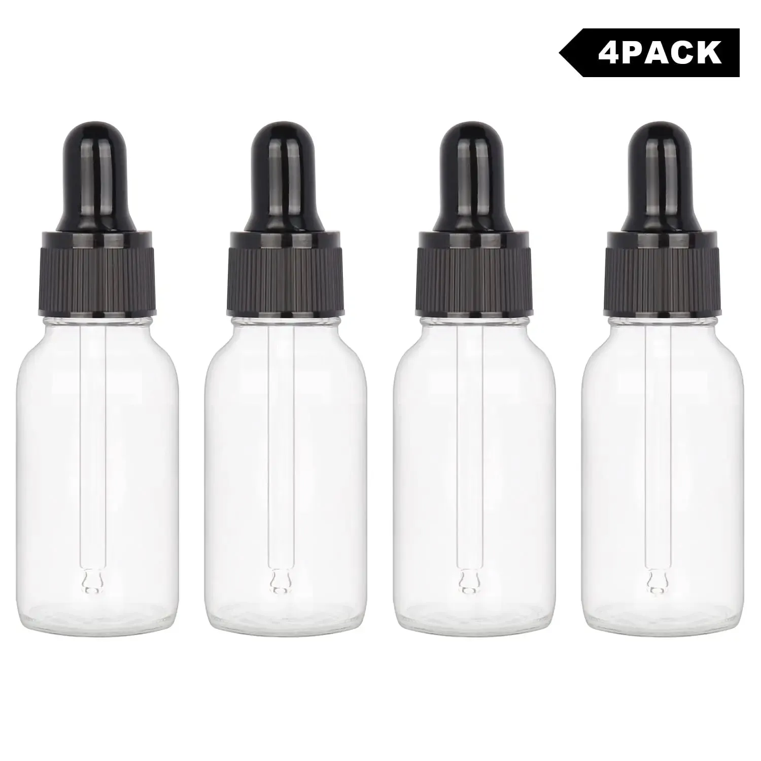 Glass Dropper Bottle with Inner Plug and Label (15 ml, Transparent)