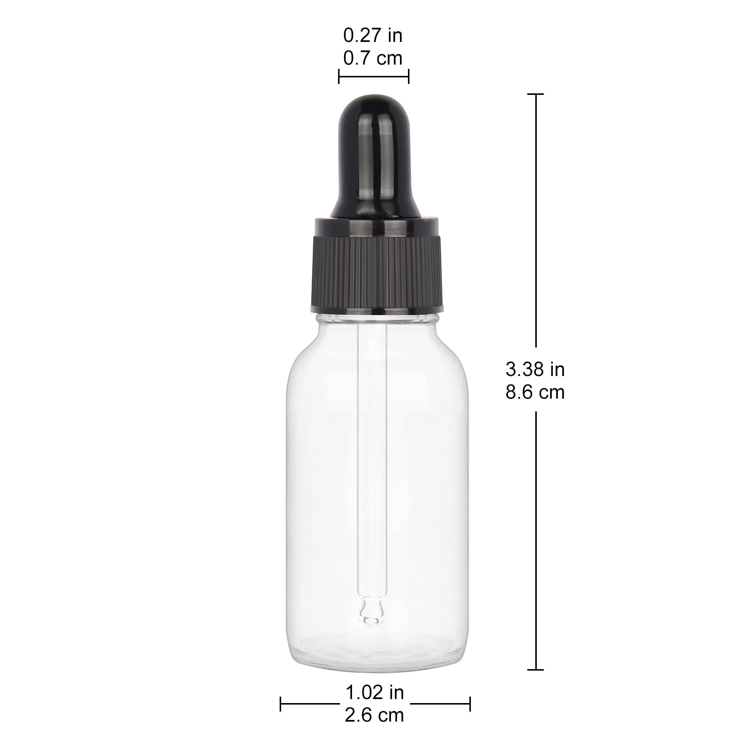 Glass Dropper Bottle with Inner Plug and Label (15 ml, Transparent)