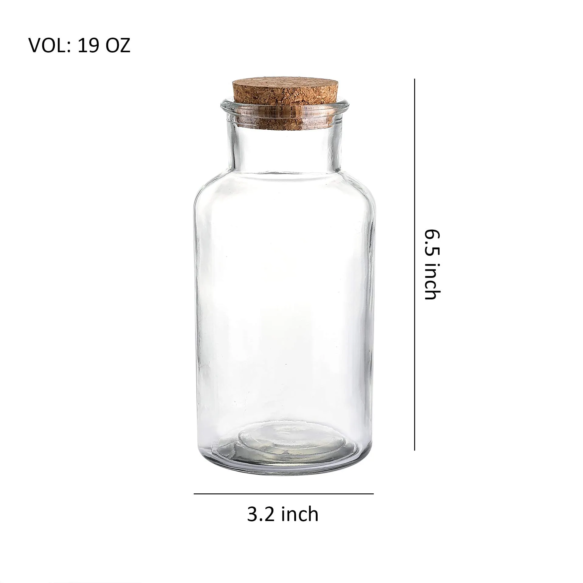 Glass Favor Jar, Glass Storage Jars with Corks for Wedding and Party (18 Ounce