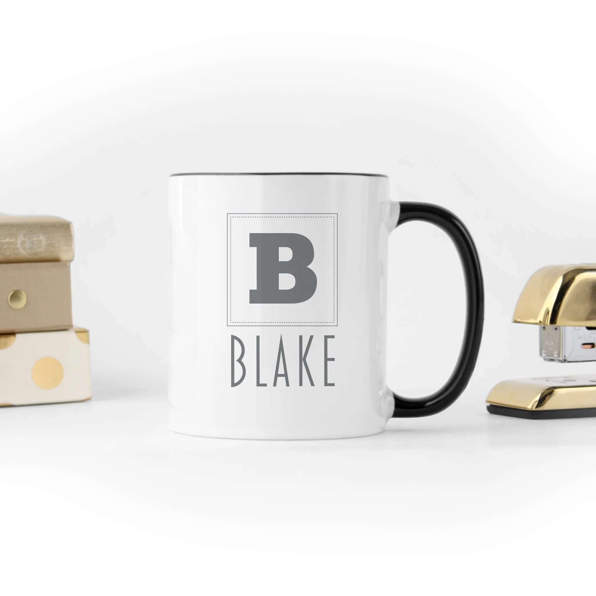 Grey Monogram and Name Mug