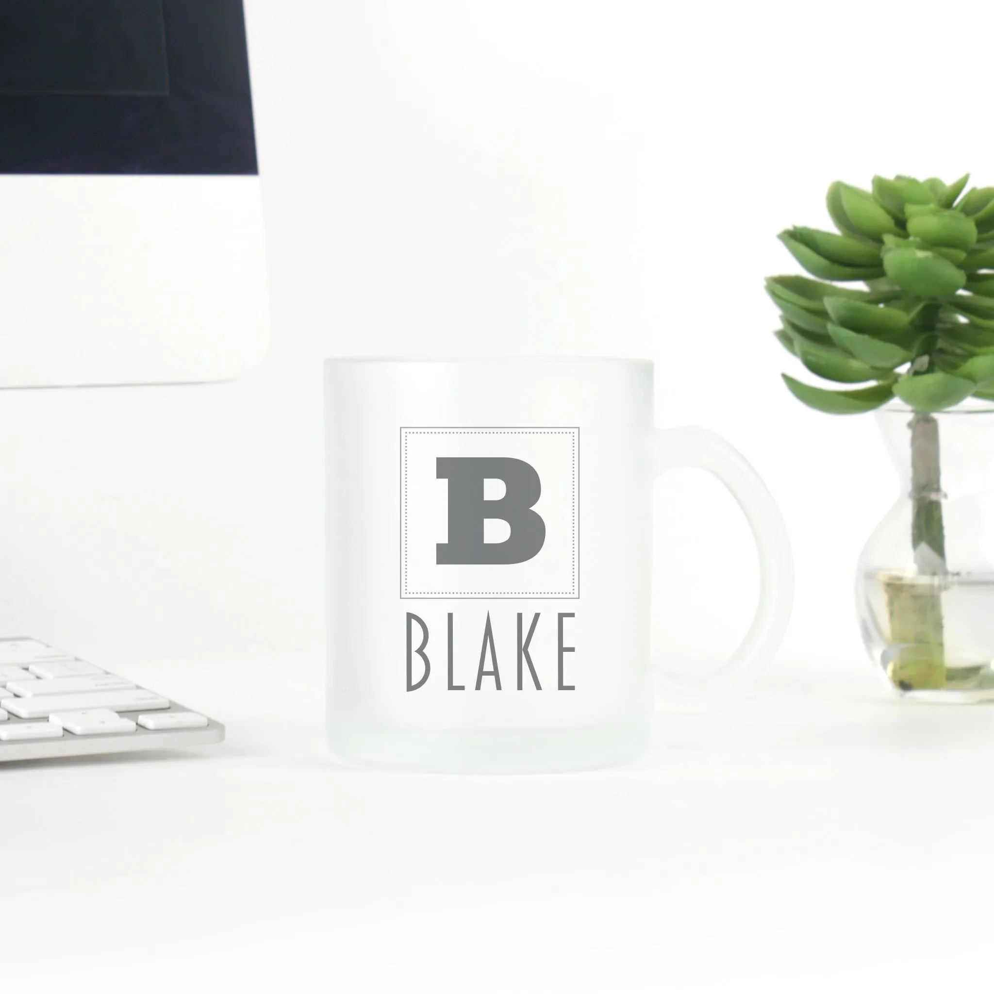 Grey Monogram and Name Mug