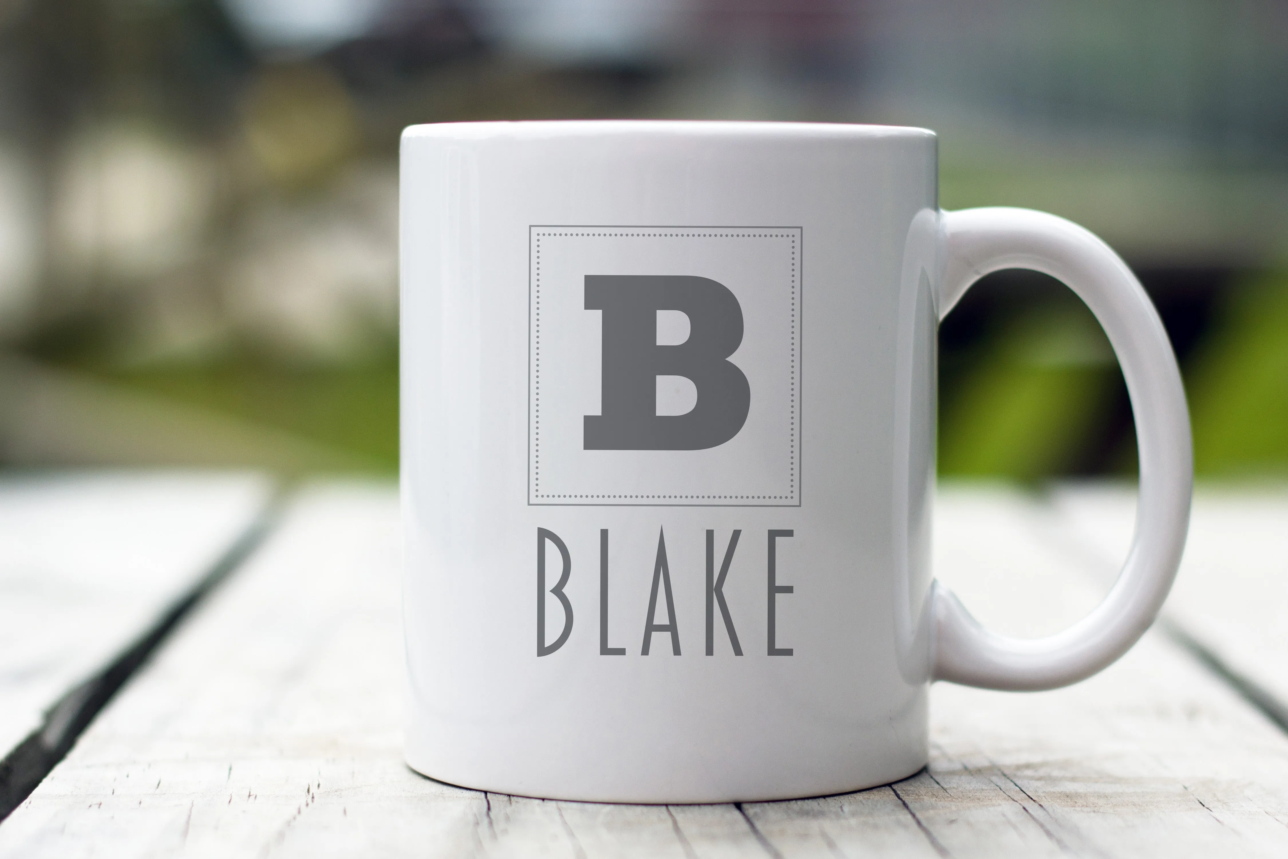 Grey Monogram and Name Mug