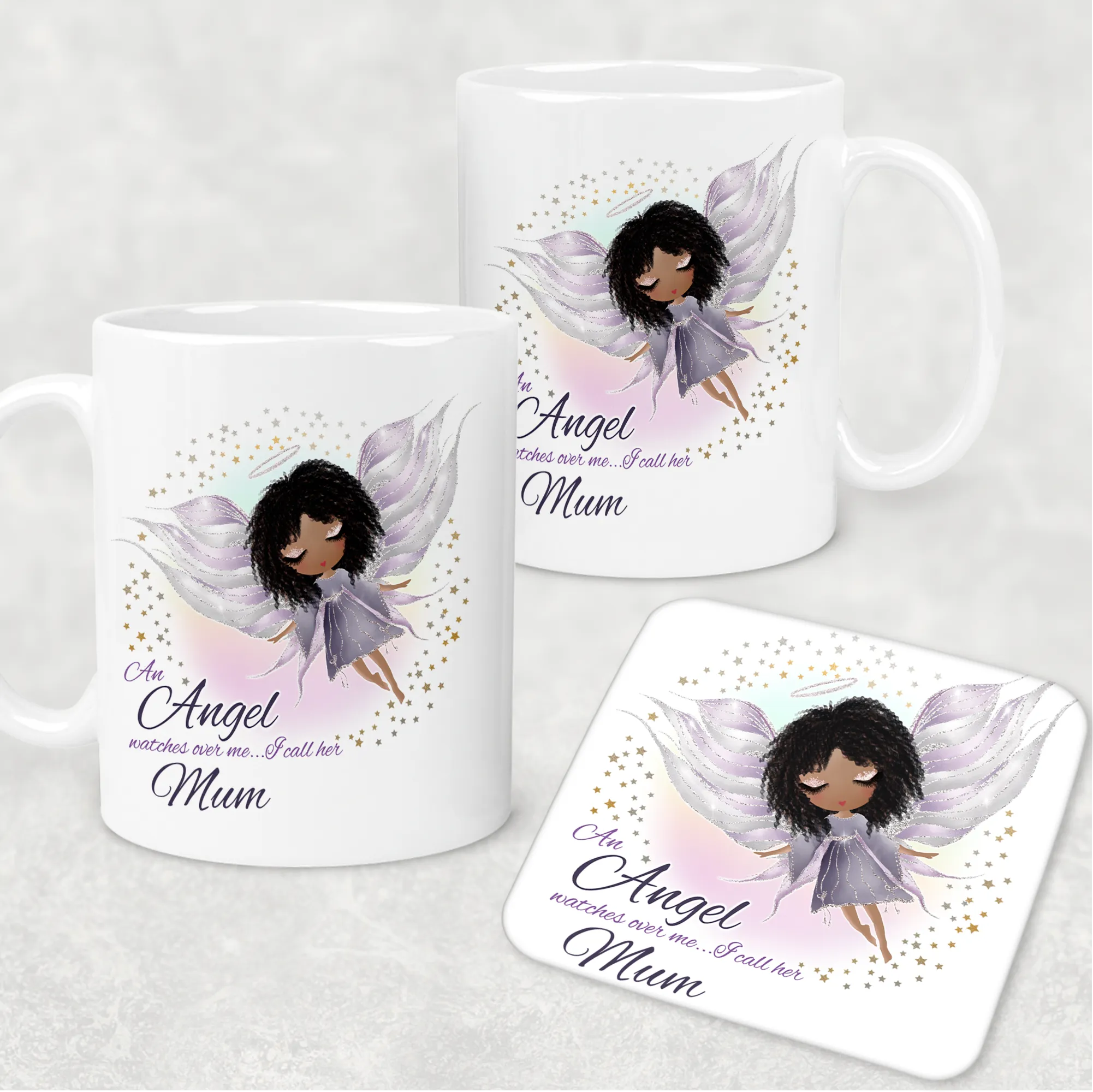 Guardian Angel Watches Over Me Personalised Mug and Coaster Set