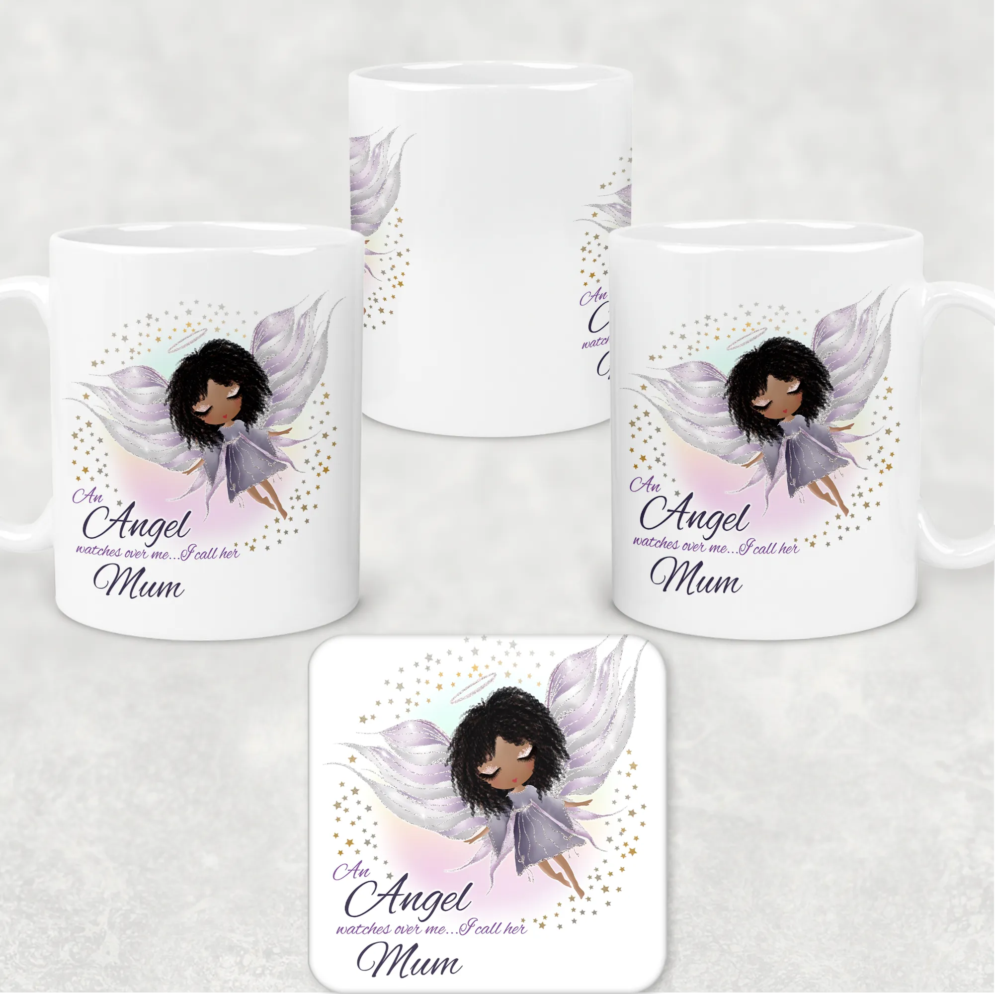 Guardian Angel Watches Over Me Personalised Mug and Coaster Set