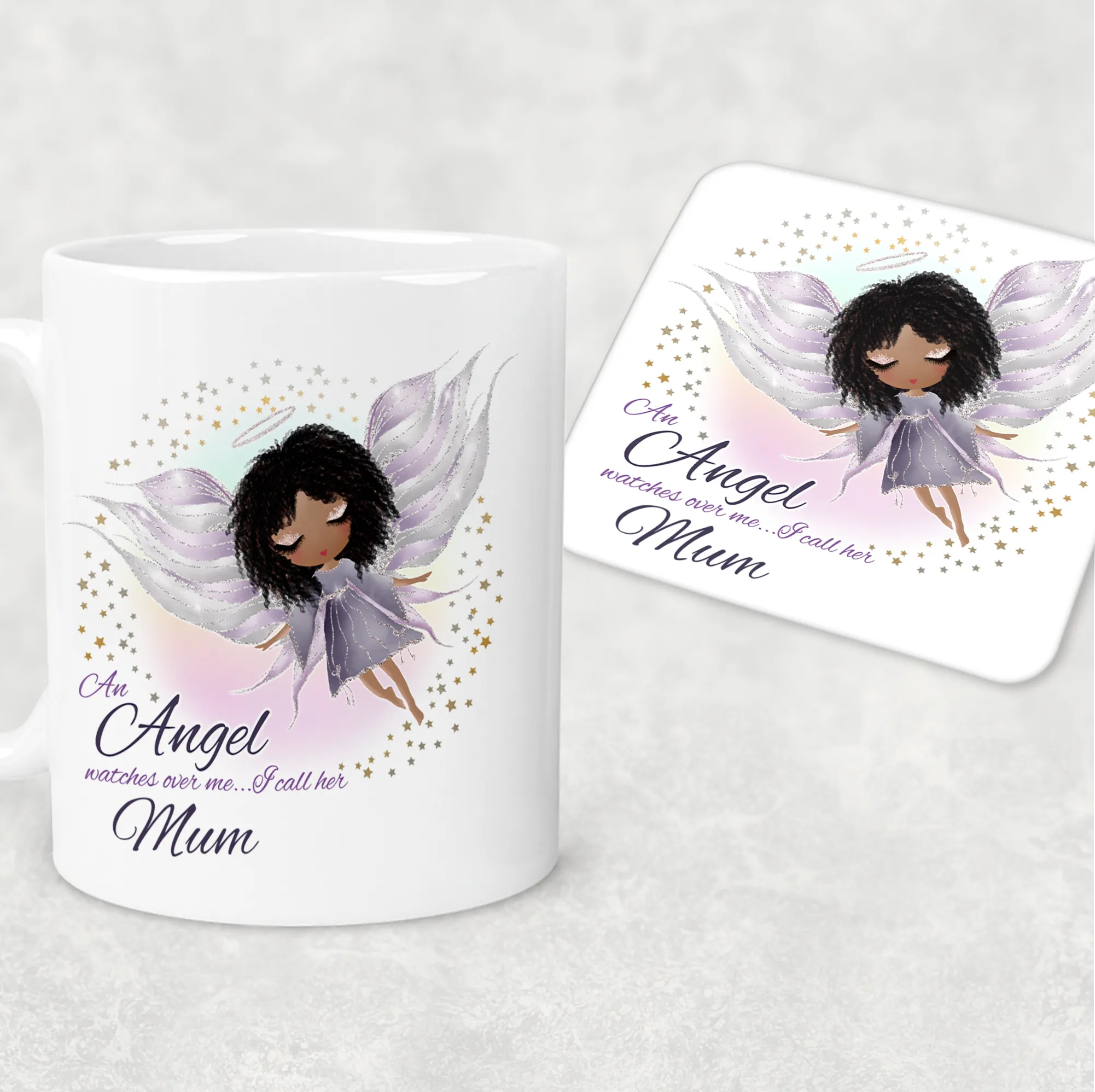 Guardian Angel Watches Over Me Personalised Mug and Coaster Set