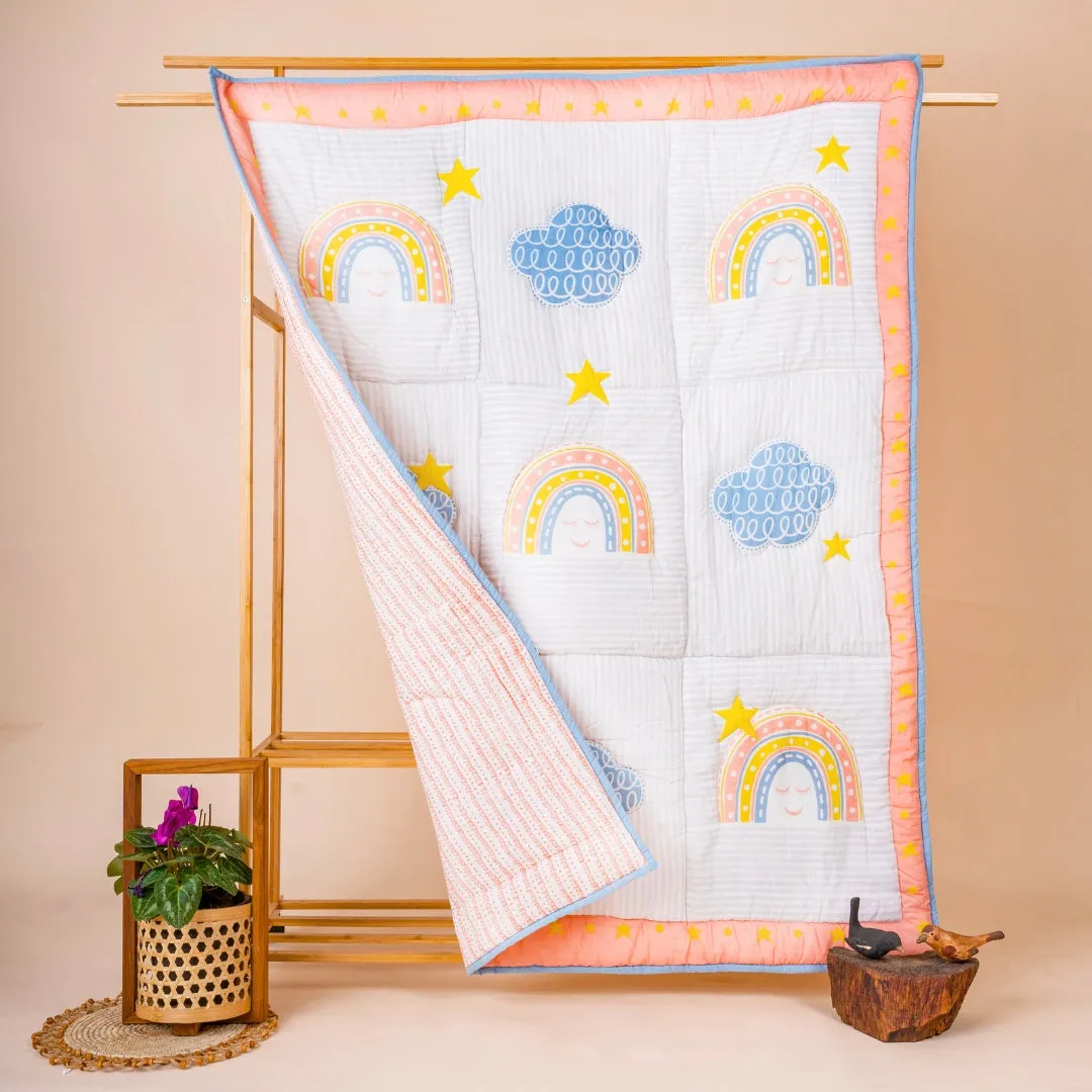 Gudgoodie Premium Cotton Muslin AC Quilt  Blanket- Rainbow Dreams