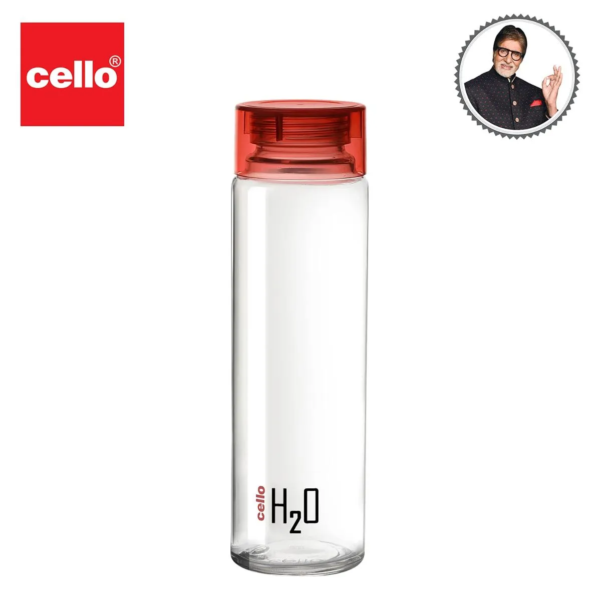 H2O Glass Water Bottle with Plastic Cap, 920ml