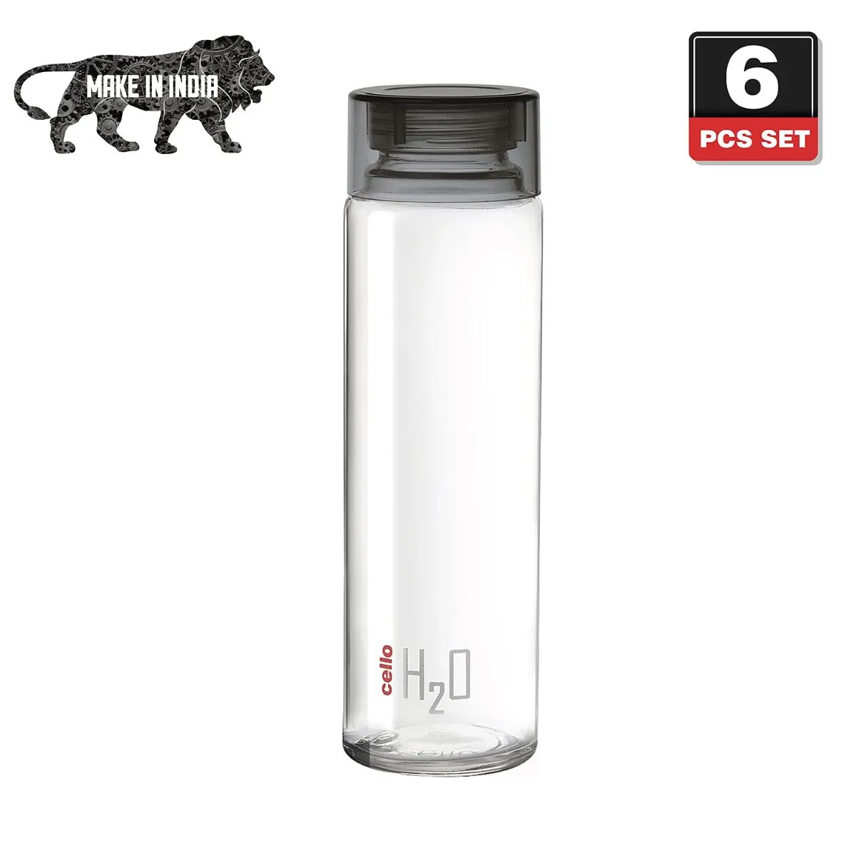 H2O Glass Water Bottle with Plastic Cap, 920ml