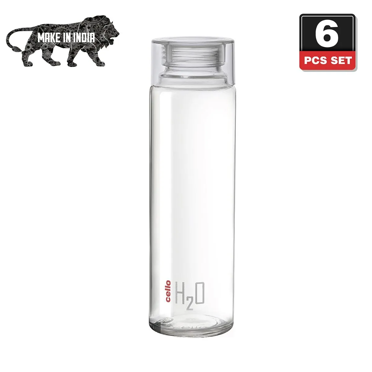 H2O Glass Water Bottle with Plastic Cap, 920ml