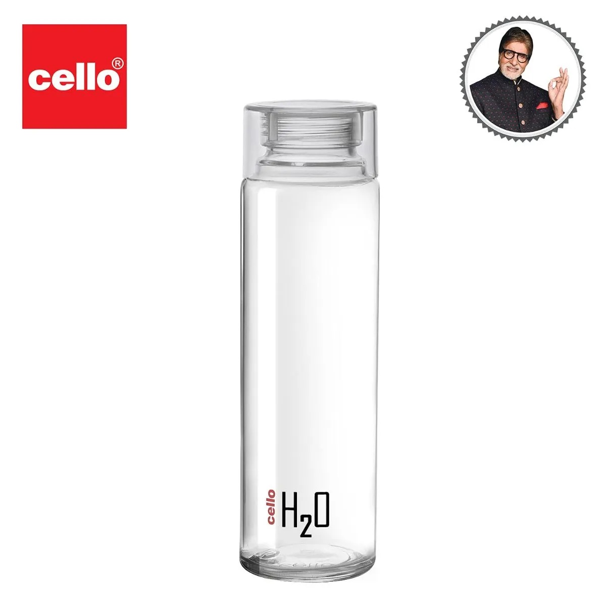 H2O Glass Water Bottle with Plastic Cap, 920ml