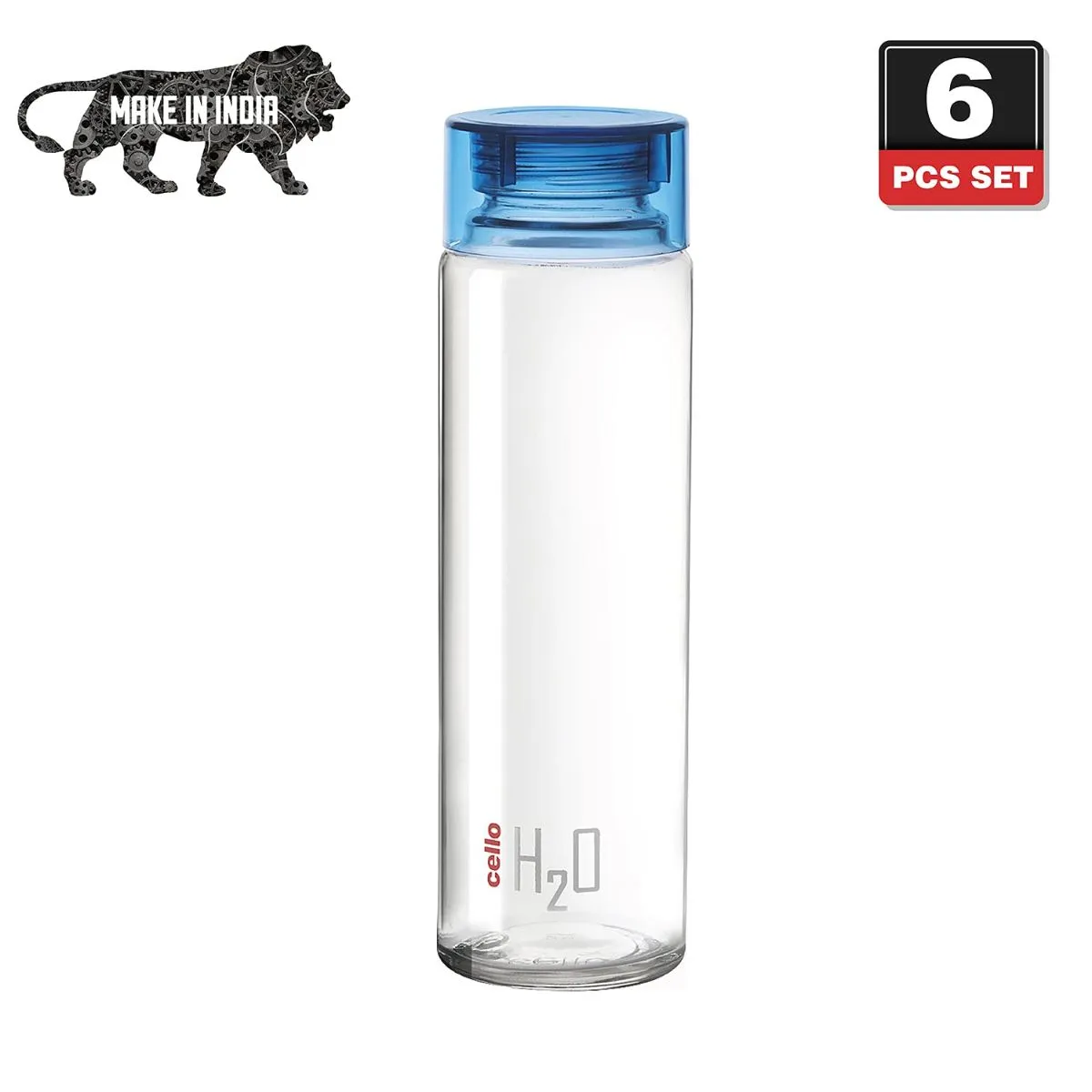 H2O Glass Water Bottle with Plastic Cap, 920ml