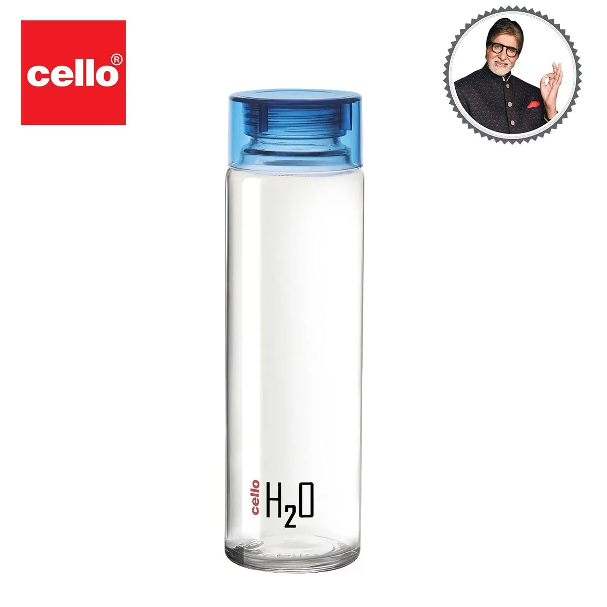 H2O Glass Water Bottle with Plastic Cap, 920ml