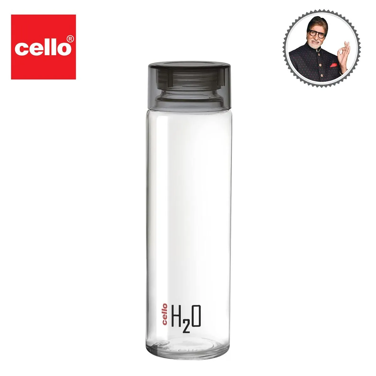 H2O Glass Water Bottle with Plastic Cap, 920ml