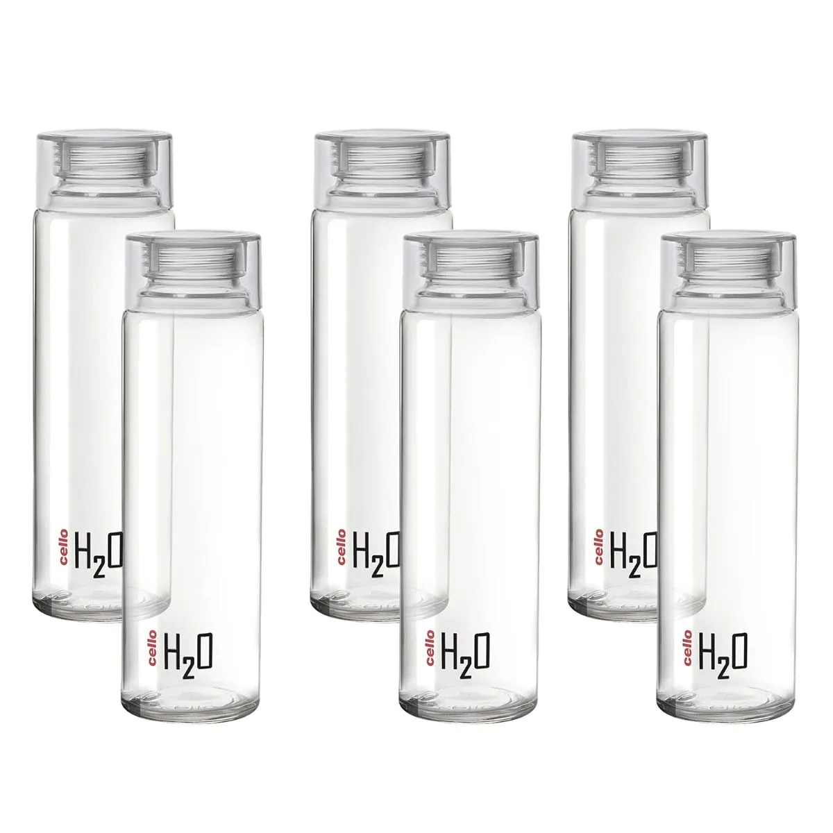 H2O Glass Water Bottle with Plastic Cap, 920ml