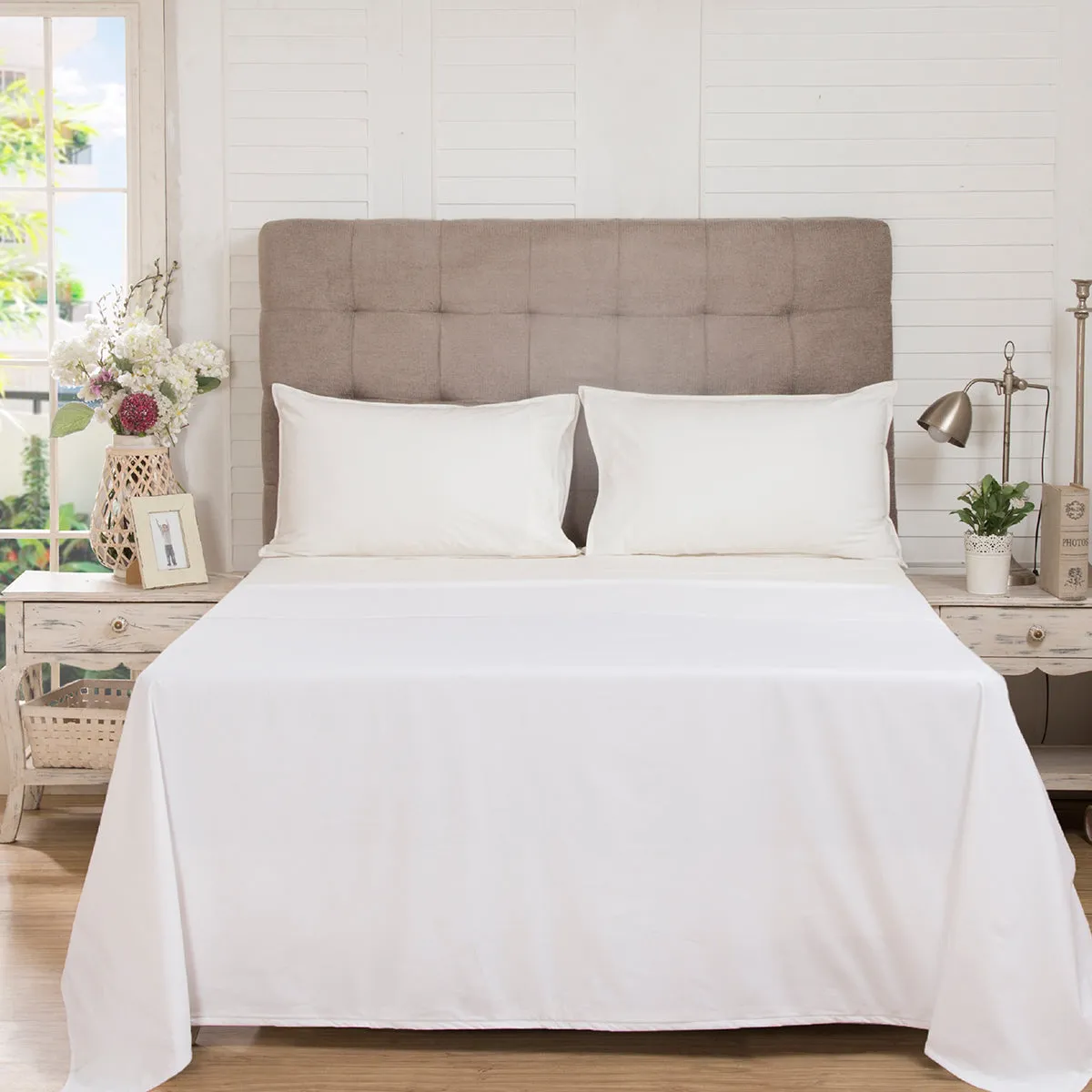 Hannah Percale 100% Cotton Reversible Easy Care White/White Duvet Cover with Pillow Case